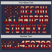 Charger l'image dans la galerie, Custom Navy Vintage USA Flag-Red Mesh Authentic Throwback Baseball Jersey