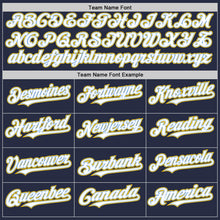 Charger l'image dans la galerie, Custom Navy Light Blue-Yellow Mesh Authentic Throwback Baseball Jersey