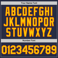 Charger l'image dans la galerie, Custom Navy Yellow-Orange Mesh Authentic Throwback Baseball Jersey