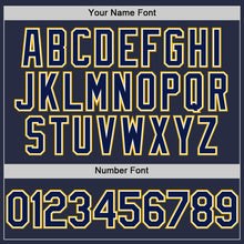 Charger l'image dans la galerie, Custom Navy White-Gold Mesh Authentic Throwback Baseball Jersey