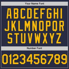 Charger l'image dans la galerie, Custom Navy Gold Mesh Authentic Throwback Baseball Jersey