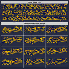 Charger l'image dans la galerie, Custom Navy Gold Mesh Authentic Throwback Baseball Jersey