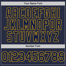 Charger l'image dans la galerie, Custom Navy Gold Mesh Authentic Throwback Baseball Jersey