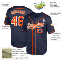 Charger l'image dans la galerie, Custom Navy Orange-White Mesh Authentic Throwback Baseball Jersey