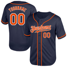 Charger l'image dans la galerie, Custom Navy Orange-White Mesh Authentic Throwback Baseball Jersey