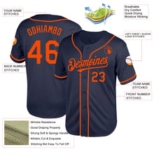 Laden Sie das Bild in den Galerie-Viewer, Custom Navy Orange Mesh Authentic Throwback Baseball Jersey