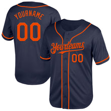Laden Sie das Bild in den Galerie-Viewer, Custom Navy Orange Mesh Authentic Throwback Baseball Jersey