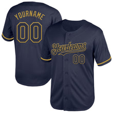 Laden Sie das Bild in den Galerie-Viewer, Custom Navy Old Gold Mesh Authentic Throwback Baseball Jersey