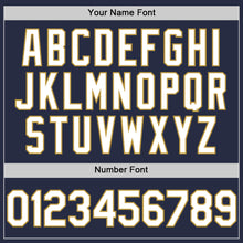 Charger l'image dans la galerie, Custom Navy White-Old Gold Mesh Authentic Throwback Baseball Jersey