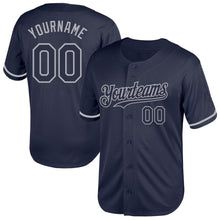 Charger l'image dans la galerie, Custom Navy Gray Mesh Authentic Throwback Baseball Jersey