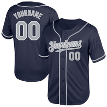 Charger l'image dans la galerie, Custom Navy Gray-White Mesh Authentic Throwback Baseball Jersey