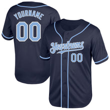 Charger l'image dans la galerie, Custom Navy Light Blue-White Mesh Authentic Throwback Baseball Jersey
