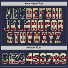 Charger l'image dans la galerie, Custom Navy Vintage USA Flag-Cream Mesh Authentic Throwback Baseball Jersey