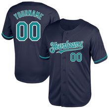 Laden Sie das Bild in den Galerie-Viewer, Custom Navy Teal-White Mesh Authentic Throwback Baseball Jersey