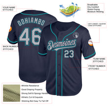 Laden Sie das Bild in den Galerie-Viewer, Custom Navy Gray-Teal Mesh Authentic Throwback Baseball Jersey