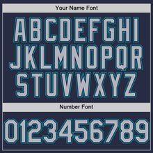 Laden Sie das Bild in den Galerie-Viewer, Custom Navy Gray-Teal Mesh Authentic Throwback Baseball Jersey