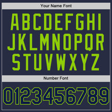 Load image into Gallery viewer, Custom Navy Neon Green Mesh Authentic Throwback Baseball Jersey