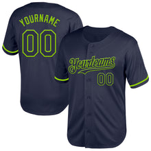 Load image into Gallery viewer, Custom Navy Neon Green Mesh Authentic Throwback Baseball Jersey