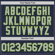 Charger l'image dans la galerie, Custom Navy Gray-Neon Green Mesh Authentic Throwback Baseball Jersey