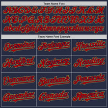 Charger l'image dans la galerie, Custom Navy Red-Old Gold Mesh Authentic Throwback Baseball Jersey