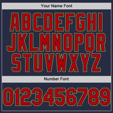 Charger l'image dans la galerie, Custom Navy Red-Old Gold Mesh Authentic Throwback Baseball Jersey