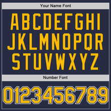 Charger l'image dans la galerie, Custom Navy Gold-White Mesh Authentic Throwback Baseball Jersey