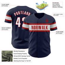 Load image into Gallery viewer, Custom Navy White-Red Authentic Baseball Jersey