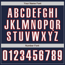 Load image into Gallery viewer, Custom Navy White-Red Authentic Baseball Jersey