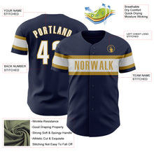 Load image into Gallery viewer, Custom Navy White-Old Gold Authentic Baseball Jersey