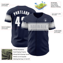 Load image into Gallery viewer, Custom Navy White-Gray Authentic Baseball Jersey