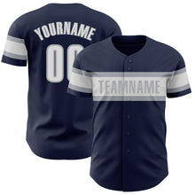 Load image into Gallery viewer, Custom Navy White-Gray Authentic Baseball Jersey