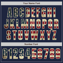 Load image into Gallery viewer, Custom Navy Vintage USA Flag Cream-Crimson Authentic Baseball Jersey