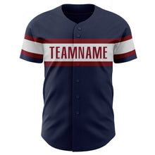 Загрузить изображение в средство просмотра галереи, Custom Navy White-Crimson Authentic Baseball Jersey