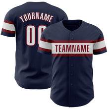 Загрузить изображение в средство просмотра галереи, Custom Navy White-Crimson Authentic Baseball Jersey