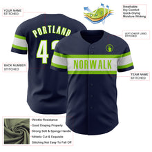 Load image into Gallery viewer, Custom Navy White-Neon Green Authentic Baseball Jersey