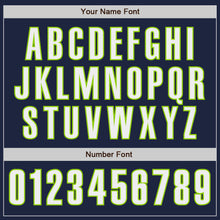 Load image into Gallery viewer, Custom Navy White-Neon Green Authentic Baseball Jersey