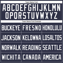 Laden Sie das Bild in den Galerie-Viewer, Custom Navy White Mesh Authentic Throwback Baseball Jersey