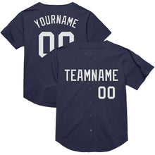 Laden Sie das Bild in den Galerie-Viewer, Custom Navy White Mesh Authentic Throwback Baseball Jersey