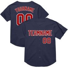 Laden Sie das Bild in den Galerie-Viewer, Custom Navy Red-White Mesh Authentic Throwback Baseball Jersey