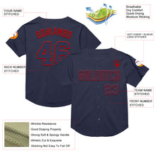 Laden Sie das Bild in den Galerie-Viewer, Custom Navy Red Mesh Authentic Throwback Baseball Jersey