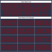 Laden Sie das Bild in den Galerie-Viewer, Custom Navy Red Mesh Authentic Throwback Baseball Jersey