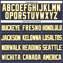 Загрузить изображение в средство просмотра галереи, Custom Navy White-Yellow Mesh Authentic Throwback Baseball Jersey