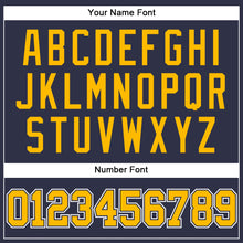 Загрузить изображение в средство просмотра галереи, Custom Navy Gold-White Mesh Authentic Throwback Baseball Jersey