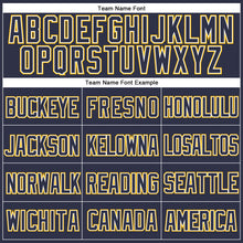 Загрузить изображение в средство просмотра галереи, Custom Navy White-Gold Mesh Authentic Throwback Baseball Jersey