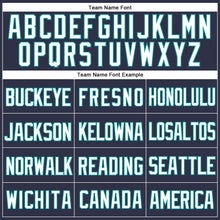 Загрузить изображение в средство просмотра галереи, Custom Navy White-Teal Mesh Authentic Throwback Baseball Jersey