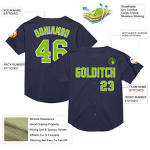 Загрузить изображение в средство просмотра галереи, Custom Navy Neon Green-White Mesh Authentic Throwback Baseball Jersey