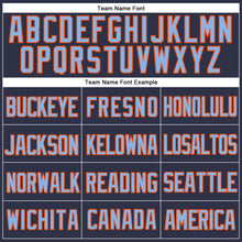 Загрузить изображение в средство просмотра галереи, Custom Navy Light Blue-Orange Mesh Authentic Throwback Baseball Jersey