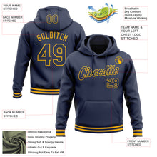 Загрузить изображение в средство просмотра галереи, Custom Stitched Navy Gold Sports Pullover Sweatshirt Hoodie