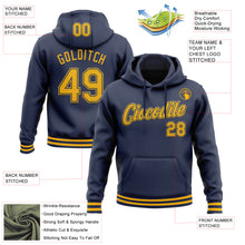 Загрузить изображение в средство просмотра галереи, Custom Stitched Navy Gold Sports Pullover Sweatshirt Hoodie