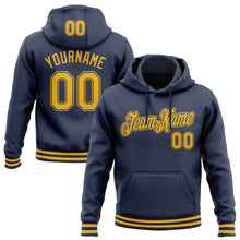 Загрузить изображение в средство просмотра галереи, Custom Stitched Navy Gold Sports Pullover Sweatshirt Hoodie
